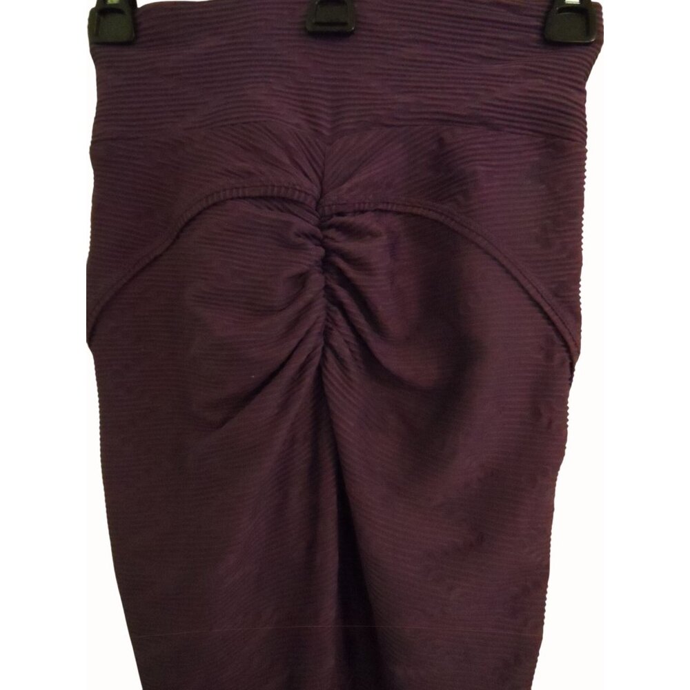 Purple High-Waisted Rutched Leggings Womens Size S - Picture 3 of 6